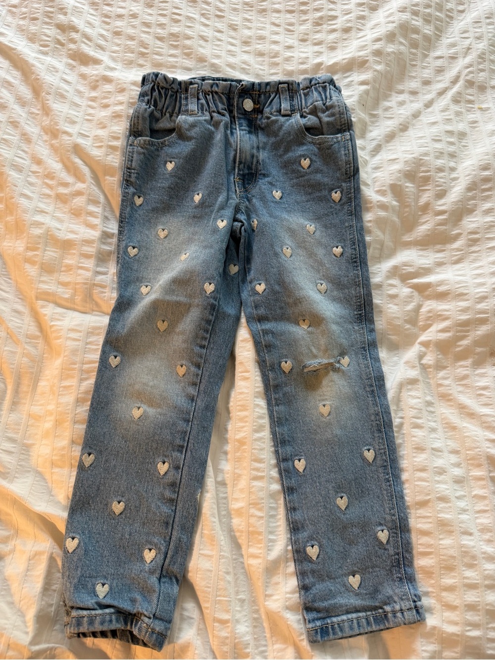 Gap Girls Blue Heart-Print Denim Jeans- Read